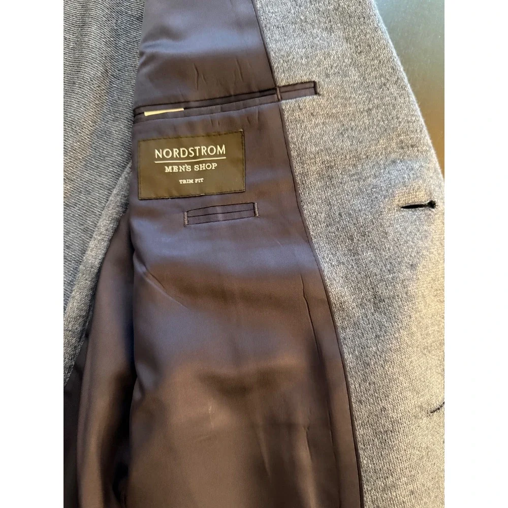 Nordstrom 100% Linen Trim‎ Fit Blazer Mens 40R Blue Two-Button Sport Coat Jacket